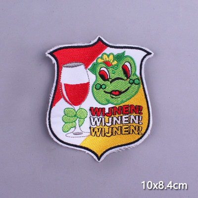 Multifilmi konnaplaaster Oeteldonki embleemplaastrid rõivaste triikimisrakenduste jaoks. DIY Frog Carnival Hollandis triikimisplaastrid