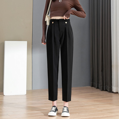 Μοντέρνο γυναικείο παντελόνι με ψηλόμεσο - μαύρο χρώμα