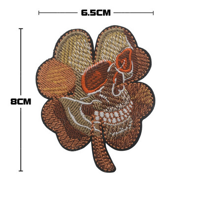 Četverolisni trolist, sretna lubanja, djetelina, izvezena taktička oznaka, Irska prigušena irska djetelina, aplikacija značke sa ševronom