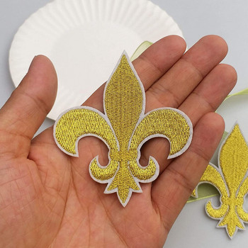 10 τεμ Gold Fleur De Lis Patch Iron On Embroidered Patches Appliques Embroidery Needlecraft Project 2.6\