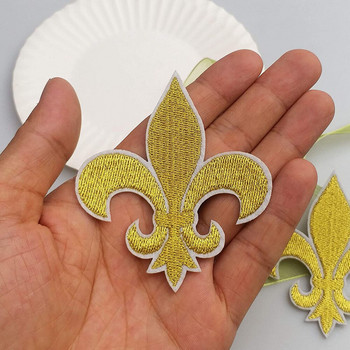 10 бр. Златен Fleur De Lis Patch Iron On Бродирани лепенки Апликации Проект за бродерия Needlecraft 2,6\