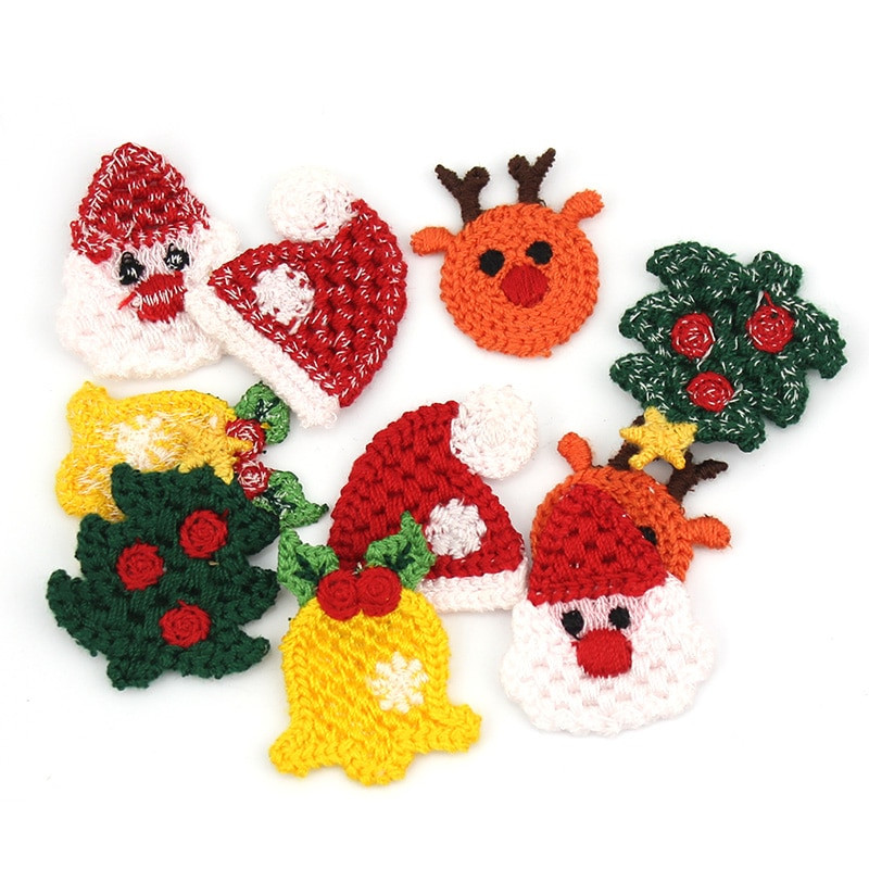25τμχ μάλλινο νήμα κέντημα Χριστουγεννιάτικο δέντρο Santa Patches Απλικές DIY Φεστιβάλ Χειροτεχνία Διακόσμηση Αξεσουάρ κεφαλής