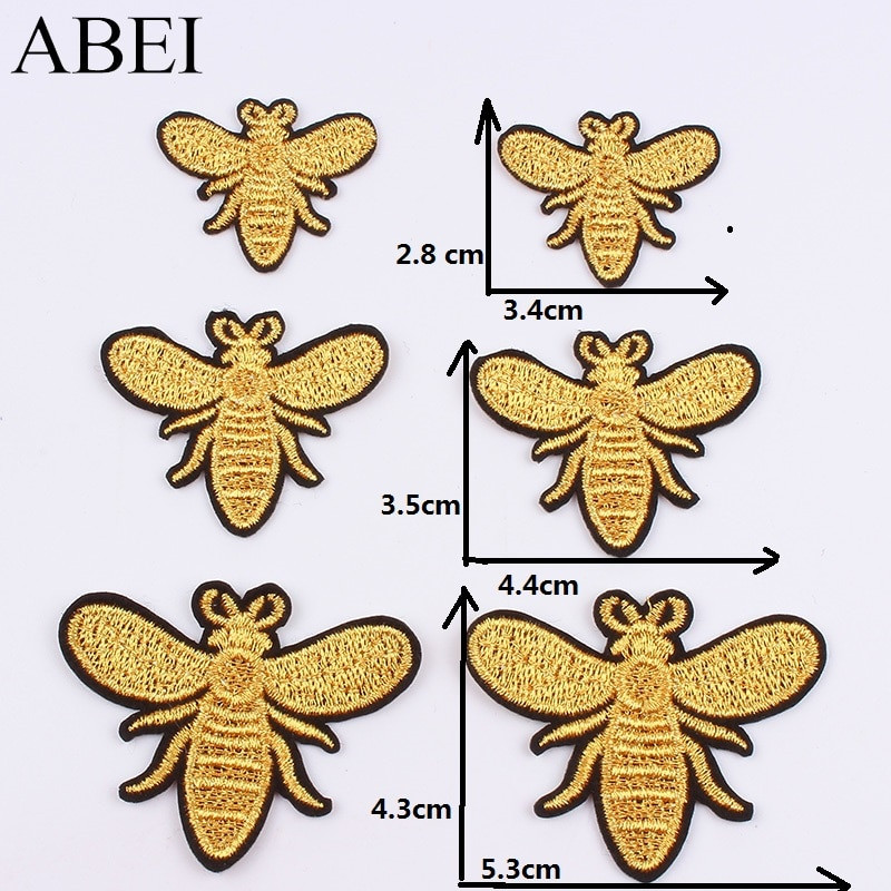 10 kom/lot Vez Zlatno Srebrna zakrpa pčela Crtani kukac Naljepnica DIY šivaće tkanine za krpe Ručno izrađene zakrpe za značke za odjeću