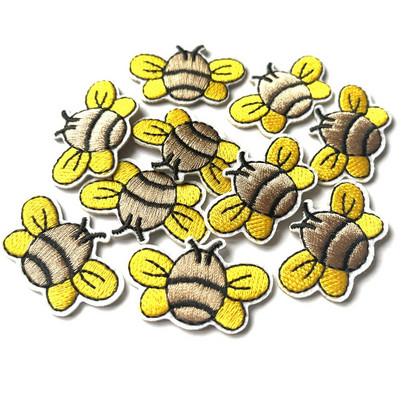 10 τμχ/παρτίδα Μικρό κίτρινο μπάλωμα μελισσών κέντημα αυτοκόλλητο σίδερο σε μπαλώματα για κέντημα με απλικέ ρούχα Αξεσουάρ ρούχων DIY