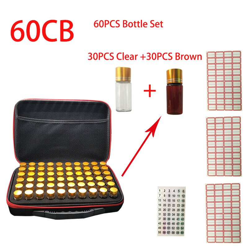 60 tk pudeliteemantvärvimiskottide komplektid kvaliteetse vedelikuga suletud pudeli tasuta kohaletoimetamise kleebis eeterlike õlide vedela pulbri karp