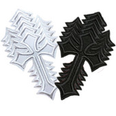 10τμχ Παρτίδα Σταυρός μπαλώματα σε ρούχα Κεντημένες ρίγες ραπτικής Διακοσμητικές κονκάρδες απλικέ Σίδερο σε μπαλώματα Ρούχα Μαύρος Σταυρός