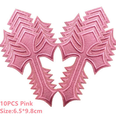 10τμχ Παρτίδα Σταυρός μπαλώματα σε ρούχα Κεντημένες ρίγες ραπτικής Διακοσμητικές κονκάρδες απλικέ Σίδερο σε μπαλώματα Ρούχα Μαύρος Σταυρός