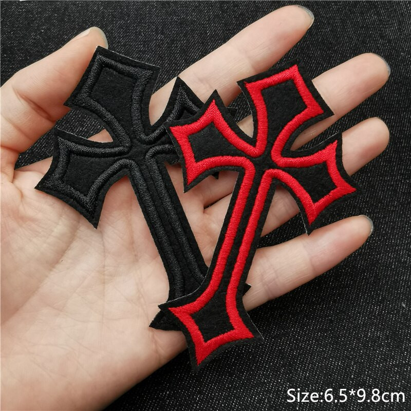 10τμχ Παρτίδα Σταυρός μπαλώματα σε ρούχα Κεντημένες ρίγες ραπτικής Διακοσμητικές κονκάρδες απλικέ Σίδερο σε μπαλώματα Ρούχα Μαύρος Σταυρός