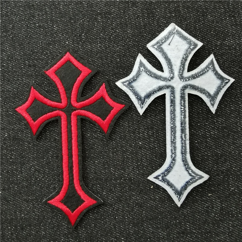 10τμχ Παρτίδα Σταυρός μπαλώματα σε ρούχα Κεντημένες ρίγες ραπτικής Διακοσμητικές κονκάρδες απλικέ Σίδερο σε μπαλώματα Ρούχα Μαύρος Σταυρός