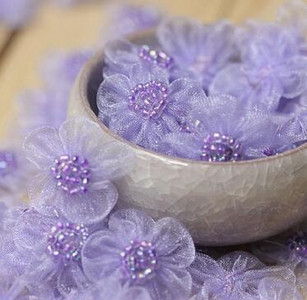 5tk UUS Käsitsi valmistatud 3D lille organza plaastrid DIY õmblemine helmed aplikatsiooniga riie kleit peo pulm jõulukaunistus