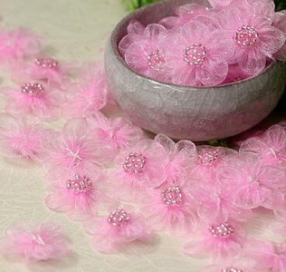 5tk UUS Käsitsi valmistatud 3D lille organza plaastrid DIY õmblemine helmed aplikatsiooniga riie kleit peo pulm jõulukaunistus