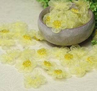 5tk UUS Käsitsi valmistatud 3D lille organza plaastrid DIY õmblemine helmed aplikatsiooniga riie kleit peo pulm jõulukaunistus