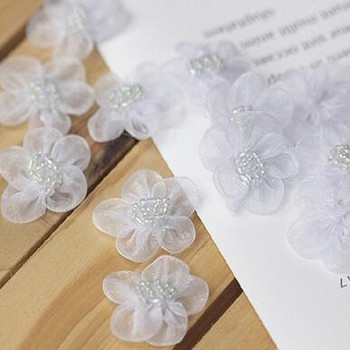 5 бр. НОВИ ръчно изработени 3D цветя от органза лепенки Направи си сам шевни мъниста апликация платнена рокля парти сватба Коледен декор