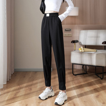 Ежедневен дамски панталон с емблема -черен цвят