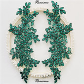 2Peegelpaari Värvitikandid Litrid Paelad Lillekleebis Seelik Seelik Pitsikangas Aplikatsioon Käsitsi valmistatud isetehtud kaunistus 10x28cm