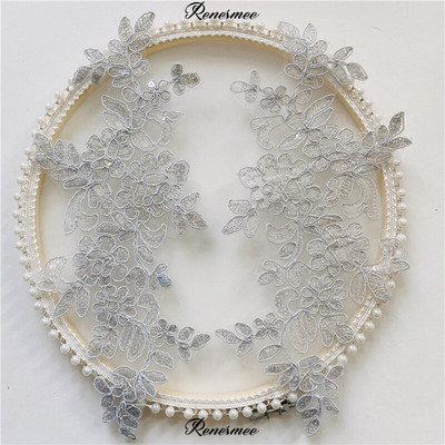 2Peegelpaari Värvitikandid Litrid Paelad Lillekleebis Seelik Seelik Pitsikangas Aplikatsioon Käsitsi valmistatud isetehtud kaunistus 10x28cm