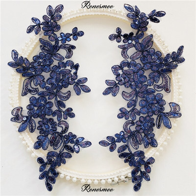 2Peegelpaari Värvitikandid Litrid Paelad Lillekleebis Seelik Seelik Pitsikangas Aplikatsioon Käsitsi valmistatud isetehtud kaunistus 10x28cm