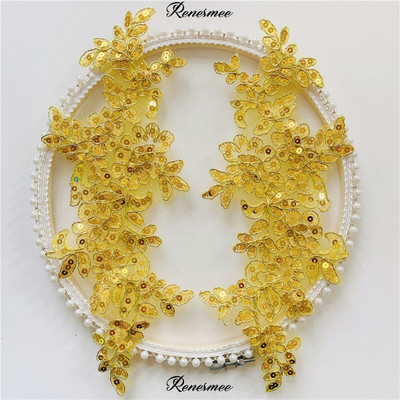 2Peegelpaari Värvitikandid Litrid Paelad Lillekleebis Seelik Seelik Pitsikangas Aplikatsioon Käsitsi valmistatud isetehtud kaunistus 10x28cm