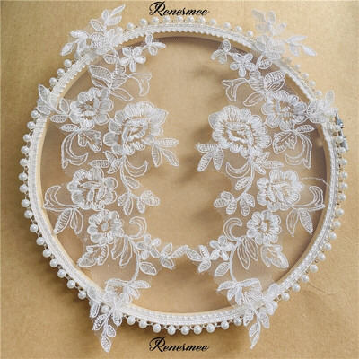 2Peegelpaari Värvitikandid Litrid Paelad Lillekleebis Seelik Seelik Pitsikangas Aplikatsioon Käsitsi valmistatud isetehtud kaunistus 10x28cm