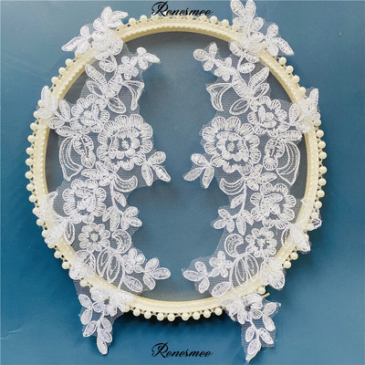 2Peegelpaari Värvitikandid Litrid Paelad Lillekleebis Seelik Seelik Pitsikangas Aplikatsioon Käsitsi valmistatud isetehtud kaunistus 10x28cm