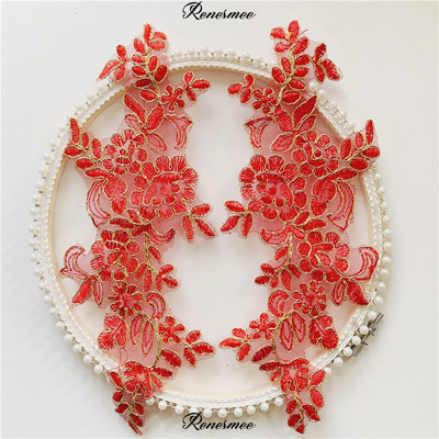 2Peegelpaari Värvitikandid Litrid Paelad Lillekleebis Seelik Seelik Pitsikangas Aplikatsioon Käsitsi valmistatud isetehtud kaunistus 10x28cm