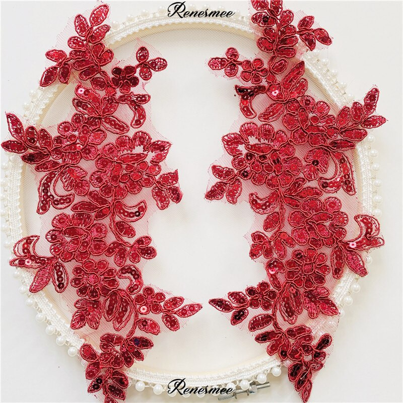 2Peegelpaari Värvitikandid Litrid Paelad Lillekleebis Seelik Seelik Pitsikangas Aplikatsioon Käsitsi valmistatud isetehtud kaunistus 10x28cm