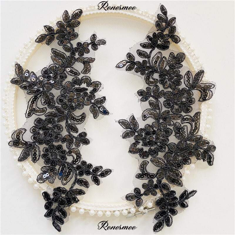 2Peegelpaari Värvitikandid Litrid Paelad Lillekleebis Seelik Seelik Pitsikangas Aplikatsioon Käsitsi valmistatud isetehtud kaunistus 10x28cm