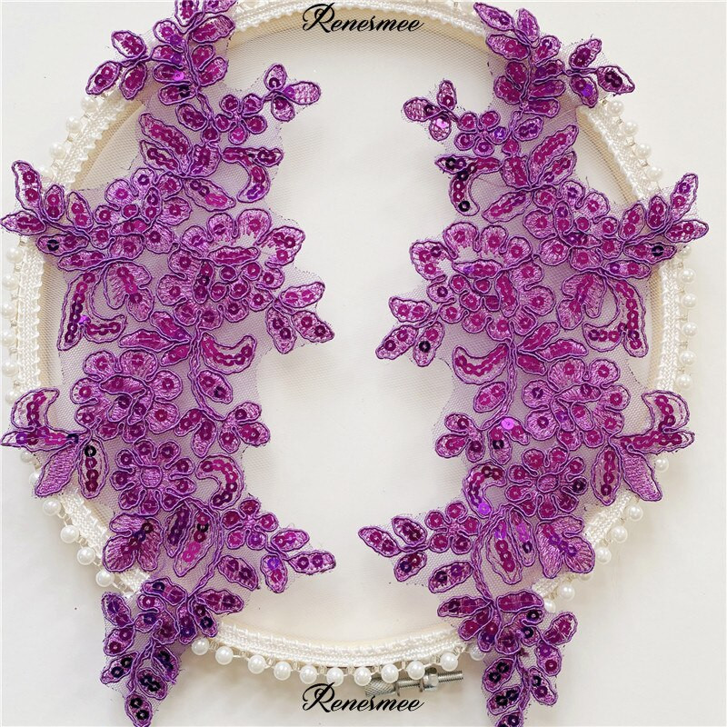 2Peegelpaari Värvitikandid Litrid Paelad Lillekleebis Seelik Seelik Pitsikangas Aplikatsioon Käsitsi valmistatud isetehtud kaunistus 10x28cm