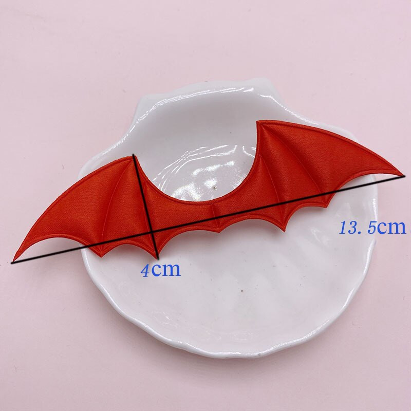 30Pcs/Παρτίδα 13,5**4cm Black Red Demon Bat Appliques For DIY Halloween Costume Vampire Hairpin Patches