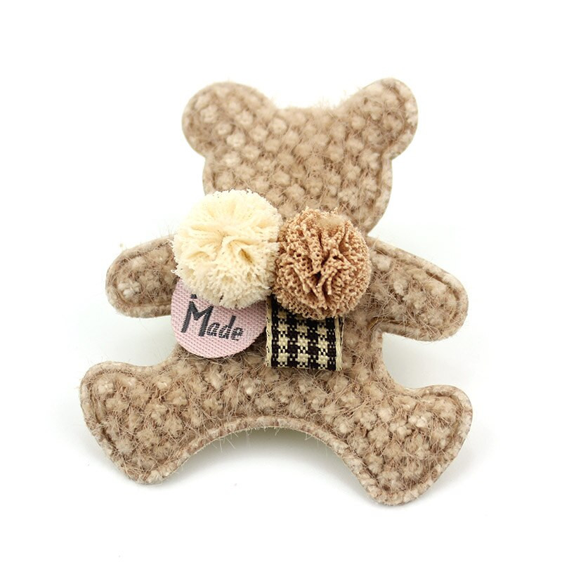 10 τμχ 5,5*6,5 cm Χειροποίητα λουλούδια αρκούδας Απλικέ με μπαλάκι για DIY μωρό μωρό Κλιπ κεφαλής χειροτεχνίας Διακοσμητικά αξεσουάρ διακόσμησης