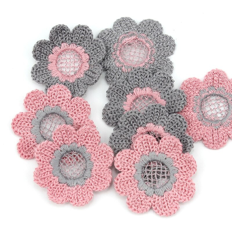 30 bucăți 3,5 cm fire de lână broderie flori petice aplicații pentru bricolaj accesorii pentru capul ac de păr Artizanat decorațiuni ornamente accesorii