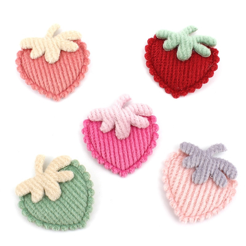 40 tk 2,5 * 2,8 cm käsitsi valmistatud maasikapolsterdatud aplikatsioonid beebi juuksenõelale peakatted, käsitöö, kaunistused, kaunistused, rõivatarvikud