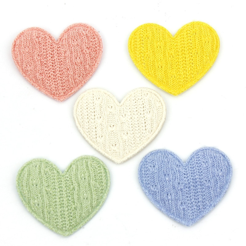 30 bucăți 4,5 cm tricot din lână aplicații căptușite cu inimă pentru căptușeală pentru ac de păr Decor Artizanat DIY Îmbrăcăminte ornamente Accesorii