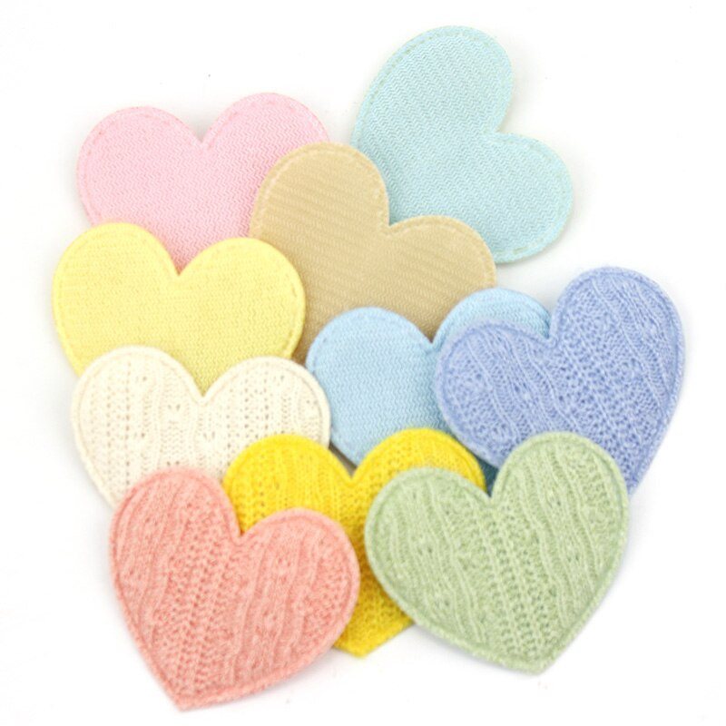 30 bucăți 4,5 cm tricot din lână aplicații căptușite cu inimă pentru căptușeală pentru ac de păr Decor Artizanat DIY Îmbrăcăminte ornamente Accesorii