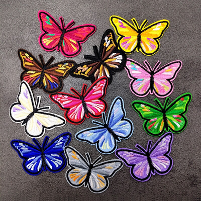 Pillangó vasaló foltok hímzés rátét Ruhák varrás kellékek dekoratív jelvények szín