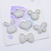 15 kom/mješanih bisernih leptir leptir mašna zakrpe sa vještačkim dijamantom Heat Crwon samoljepljive zakrpe s aplikacijom za odjeću Traka za kosu Nabavka odjeće