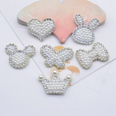 15 kom/mješanih bisernih leptir leptir mašna zakrpe sa vještačkim dijamantom Heat Crwon samoljepljive zakrpe s aplikacijom za odjeću Traka za kosu Nabavka odjeće