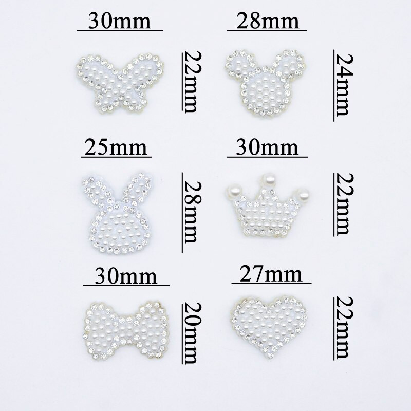 15 kom/mješanih bisernih leptir leptir mašna zakrpe sa vještačkim dijamantom Heat Crwon samoljepljive zakrpe s aplikacijom za odjeću Traka za kosu Nabavka odjeće