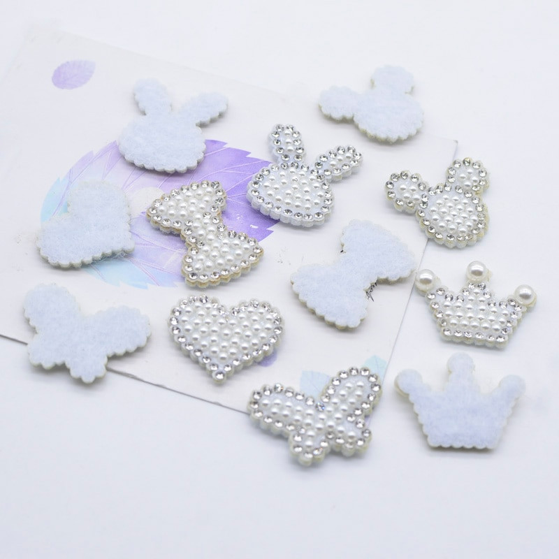 15 kom/mješanih bisernih leptir leptir mašna zakrpe sa vještačkim dijamantom Heat Crwon samoljepljive zakrpe s aplikacijom za odjeću Traka za kosu Nabavka odjeće