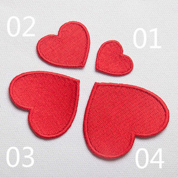 10PCs/lot Red Love Heart Embroidery Patch за облекло Сладък мотив Iron On Patches Направи си сам значка Декорация на облекло