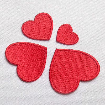 10 τμχ/παρτίδα Red Love Heart Embroidery Patch For Clothing Cute Motif Iron On Patches Διακοσμητικό ένδυμα σήμα DIY