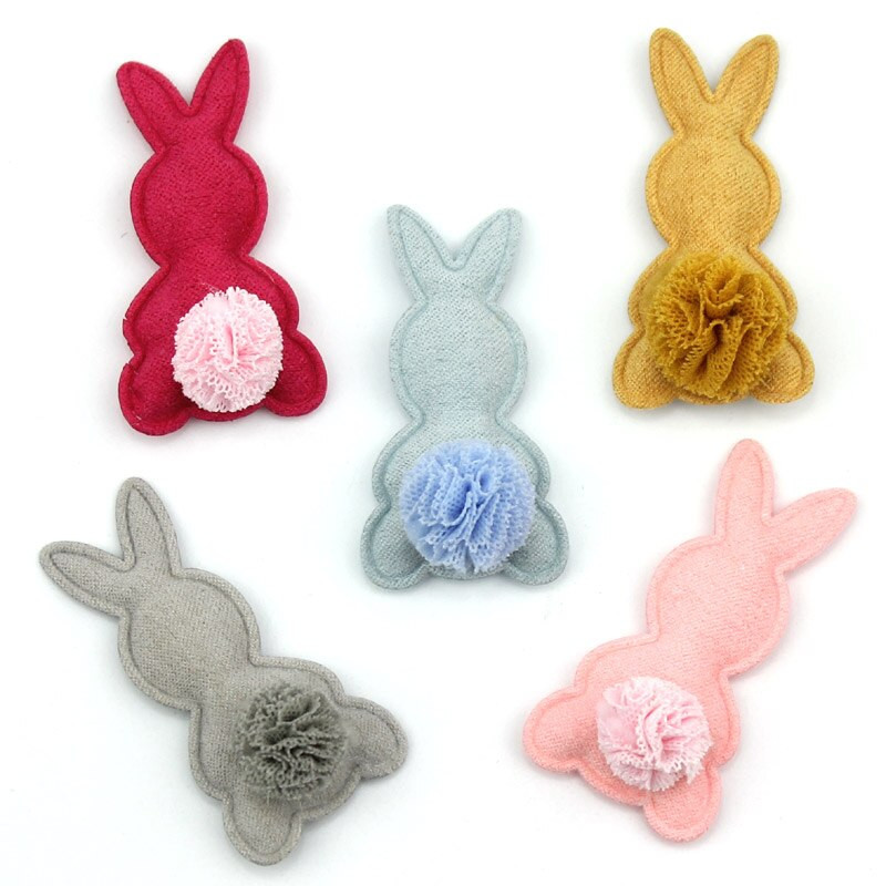 24db 2,6*5,2cm Nyúl virágok golyós párnázott rátét barkácsoláshoz hajcsatoló sapka fejfedő kézműves dekoráció dísz ruházat kiegészítők