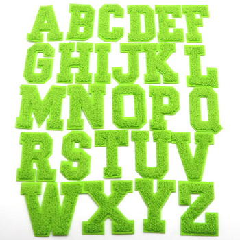1 ΤΕΜ Πράσινο 7,2 εκατοστών σενίλ Letter Patch Iron on Patch Name Letter Patch For Jeans Clothes Επισκευαστικό μπλουζάκι Alphabet Patch Badges
