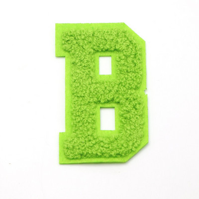 1 ΤΕΜ Πράσινο 7,2 εκατοστών σενίλ Letter Patch Iron on Patch Name Letter Patch For Jeans Clothes Επισκευαστικό μπλουζάκι Alphabet Patch Badges