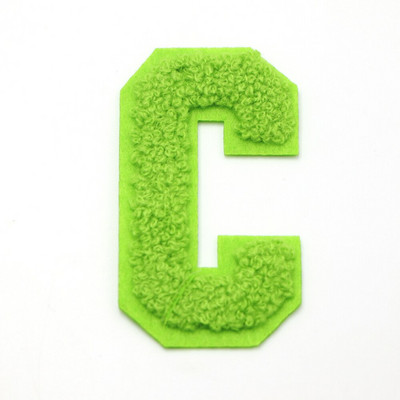 1 ΤΕΜ Πράσινο 7,2 εκατοστών σενίλ Letter Patch Iron on Patch Name Letter Patch For Jeans Clothes Επισκευαστικό μπλουζάκι Alphabet Patch Badges