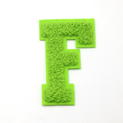 1 ΤΕΜ Πράσινο 7,2 εκατοστών σενίλ Letter Patch Iron on Patch Name Letter Patch For Jeans Clothes Επισκευαστικό μπλουζάκι Alphabet Patch Badges