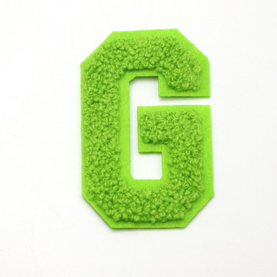 1 ΤΕΜ Πράσινο 7,2 εκατοστών σενίλ Letter Patch Iron on Patch Name Letter Patch For Jeans Clothes Επισκευαστικό μπλουζάκι Alphabet Patch Badges