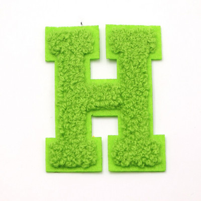 1 ΤΕΜ Πράσινο 7,2 εκατοστών σενίλ Letter Patch Iron on Patch Name Letter Patch For Jeans Clothes Επισκευαστικό μπλουζάκι Alphabet Patch Badges