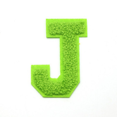 1 ΤΕΜ Πράσινο 7,2 εκατοστών σενίλ Letter Patch Iron on Patch Name Letter Patch For Jeans Clothes Επισκευαστικό μπλουζάκι Alphabet Patch Badges