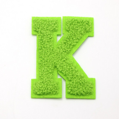 1 ΤΕΜ Πράσινο 7,2 εκατοστών σενίλ Letter Patch Iron on Patch Name Letter Patch For Jeans Clothes Επισκευαστικό μπλουζάκι Alphabet Patch Badges